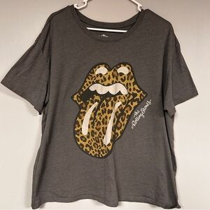 Rolling Stones Dark Gray/Tan Short Sleeves Cotton T-Shirt Women's Size XL